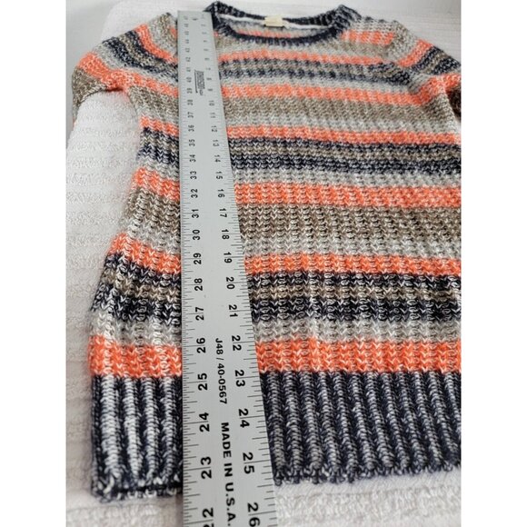 Club Monaco Womens Mohair Blend Striped Crew Neck Sweater Small Orange Pullover - Picture 8 of 8